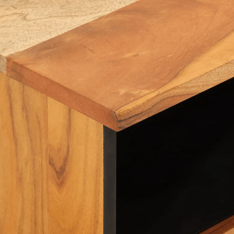Lot de 2 tables de chevet avec tiroir et compartiment 40 x 33 x 46 cm bois d'acacia et fer DEC034770