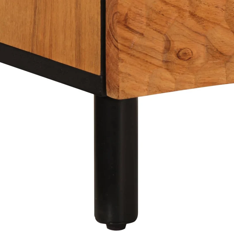 Lot de 2 tables de chevet avec tiroir et compartiment 40 x 33 x 46 cm bois d'acacia et fer DEC034770