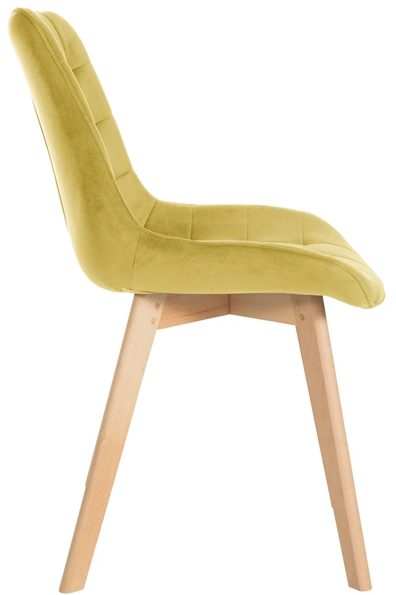 Lot de 2 chaises de salle à manger design scandinave coutures carrées en velours jaune pieds en bois clair 10_0001680