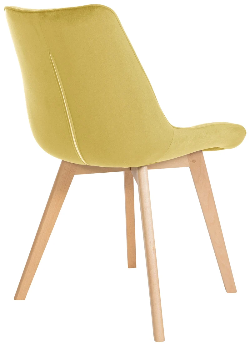 Lot de 2 chaises de salle à manger design scandinave coutures carrées en velours jaune pieds en bois clair 10_0001680