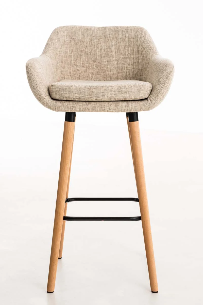 Lot de 2 tabourets de bar design et confortable en tissu crème avec accoudoirs et repose-pieds 10_0000275