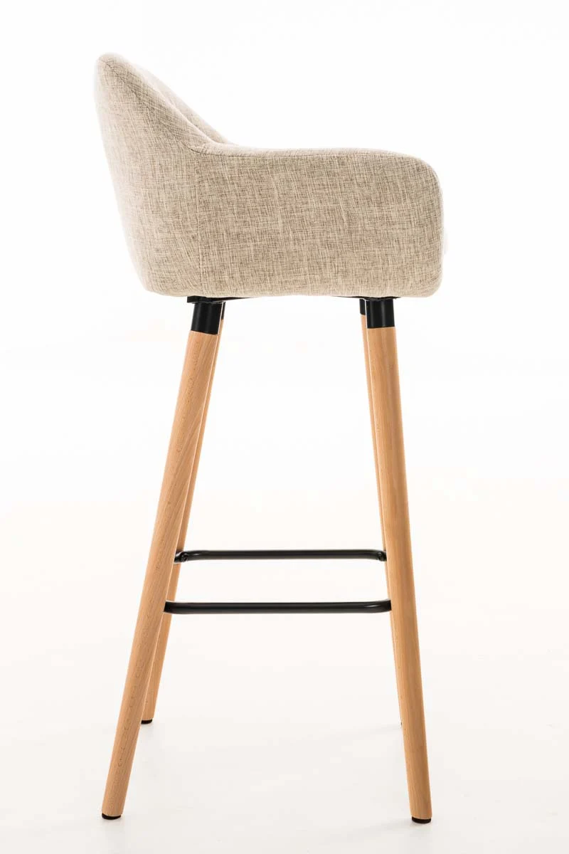 Lot de 2 tabourets de bar design et confortable en tissu crème avec accoudoirs et repose-pieds 10_0000275