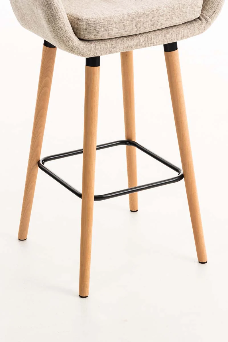 Lot de 2 tabourets de bar design et confortable en tissu crème avec accoudoirs et repose-pieds 10_0000275