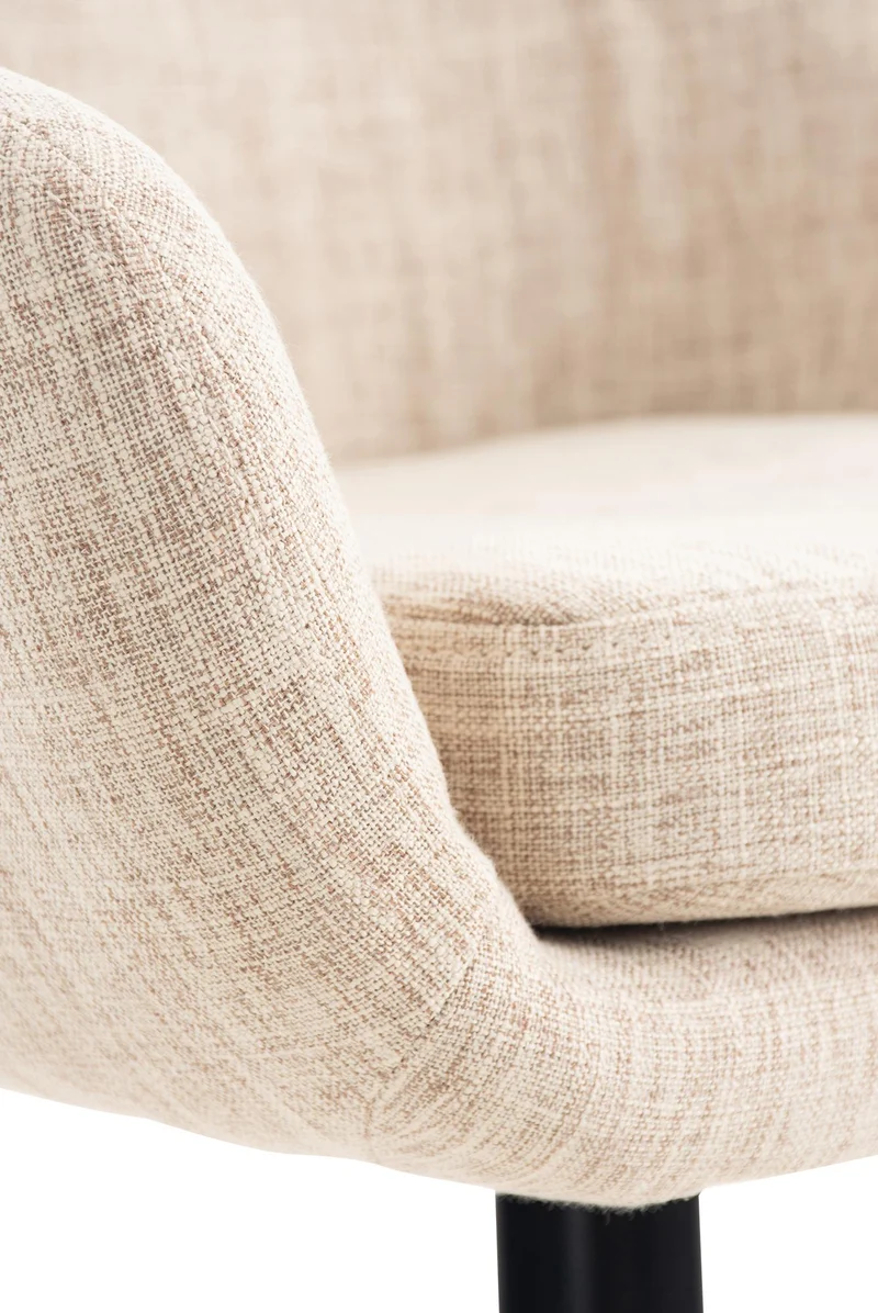Tabouret de bar lounge x1 design scandinave assise en tissu crème pieds en bois repose-pieds en métal 10_0004922