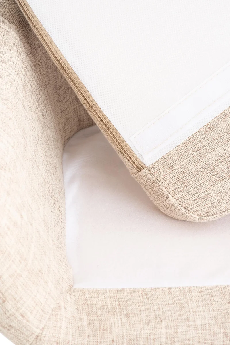 Tabouret de bar lounge x1 design scandinave assise en tissu crème pieds en bois repose-pieds en métal 10_0004922