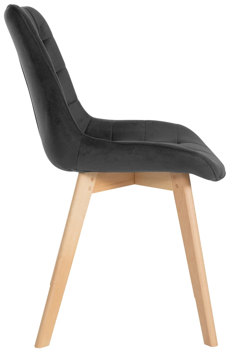 Lot de 2 chaises de salle à manger en tissu velours noir et pieds en bois clair 10_0001683