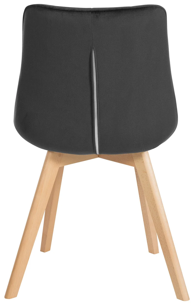 Lot de 2 chaises de salle à manger en tissu velours noir et pieds en bois clair 10_0001683