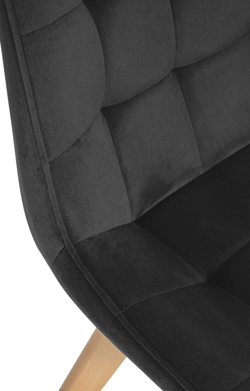 Lot de 2 chaises de salle à manger en tissu velours noir et pieds en bois clair 10_0001683