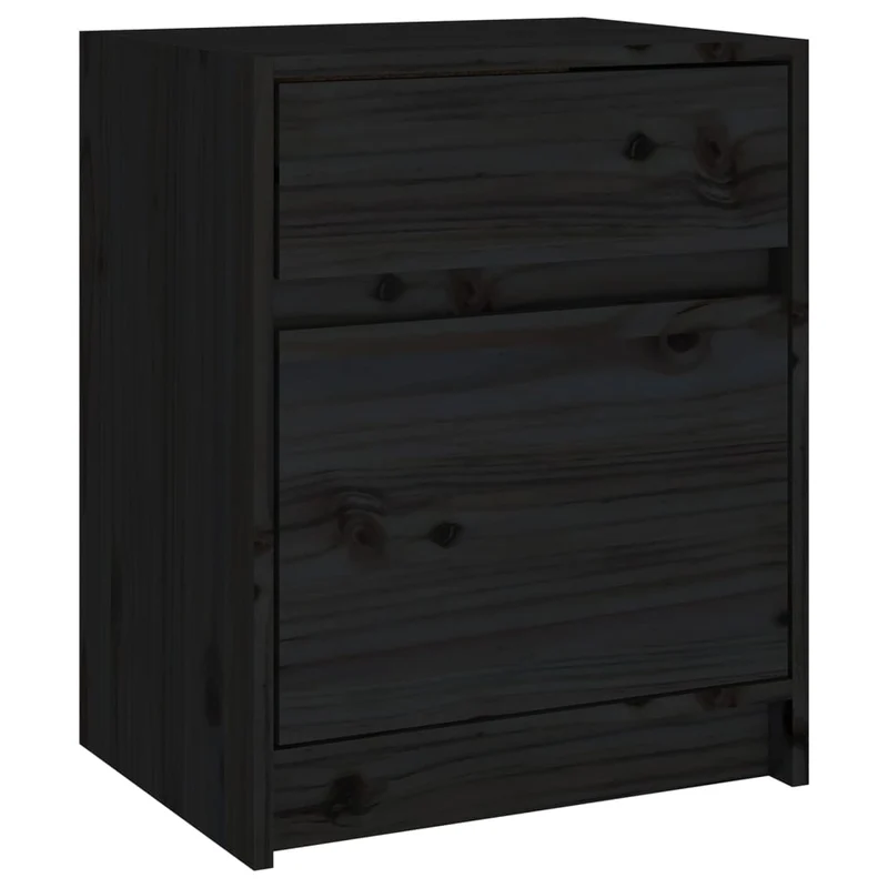 Lot de 2 tables de chevet avec tiroir et compartiment avec porte 40 x 31 x 50 cm bois de pin noir DEC035516
