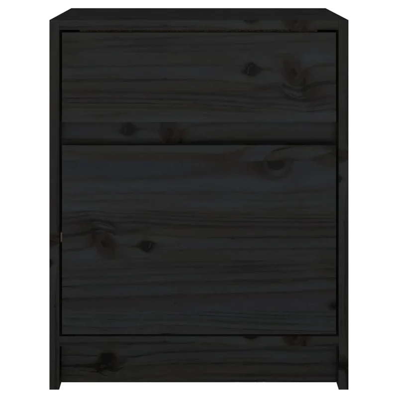 Lot de 2 tables de chevet avec tiroir et compartiment avec porte 40 x 31 x 50 cm bois de pin noir DEC035516