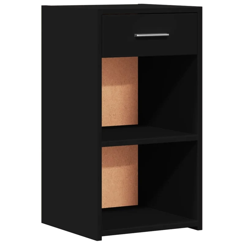 Lot de 2 tables de chevet avec tiroir et étagères 35 x 34 x 65 cm bois d’ingénierie noir DEC035474