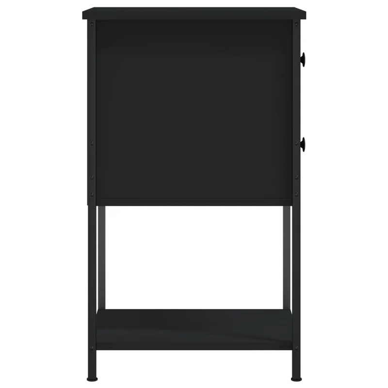 Lot de 2 tables de chevet avec deux tiroirs et étagère 32 x 42 x 70 cm bois d'ingénierie noir DEC035459