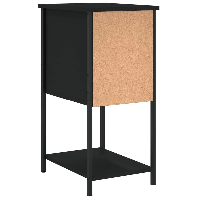 Lot de 2 tables de chevet avec deux tiroirs et étagère 32 x 42 x 70 cm bois d'ingénierie noir DEC035459