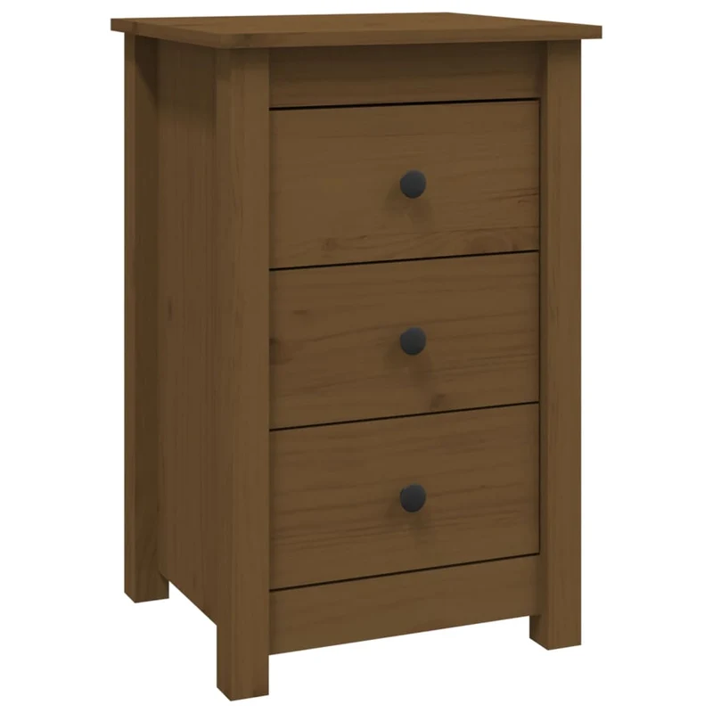 Lot de 2 tables de chevet avec 3 tiroirs 40 x 35 x 61,5 cm en bois de pin marron miel DEC035450