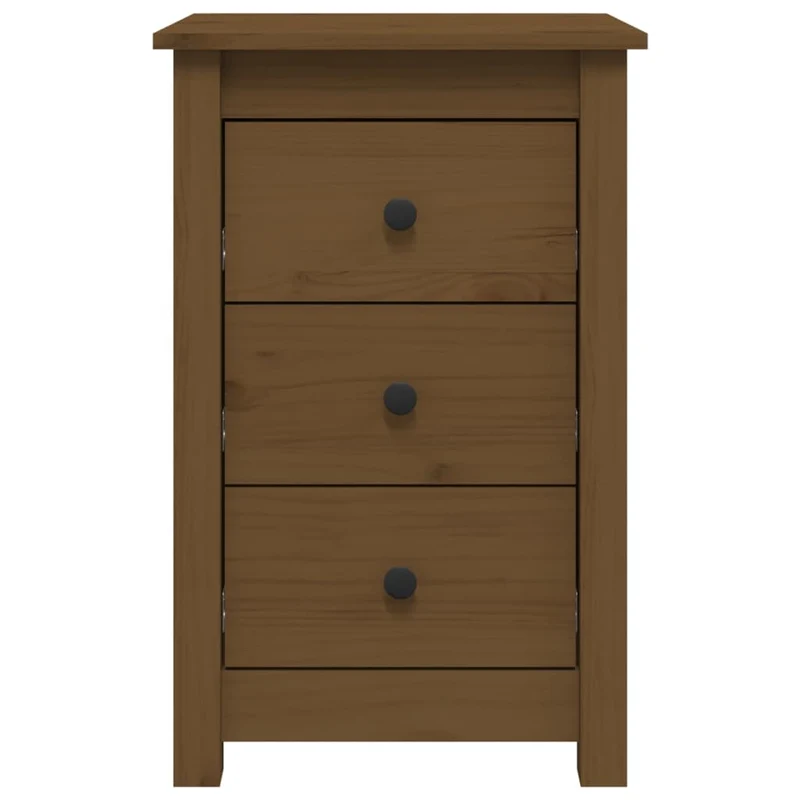 Lot de 2 tables de chevet avec 3 tiroirs 40 x 35 x 61,5 cm en bois de pin marron miel DEC035450