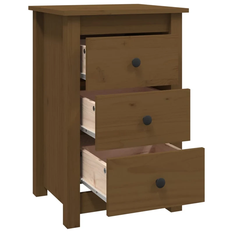 Lot de 2 tables de chevet avec 3 tiroirs 40 x 35 x 61,5 cm en bois de pin marron miel DEC035450