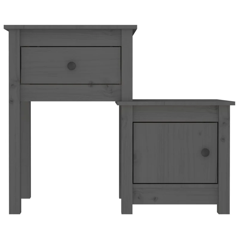 Lot de 2 tables de chevet avec tiroir et compartiment avec porte 79,5 x 38 x 65,5 cm bois de pin gris DEC035337