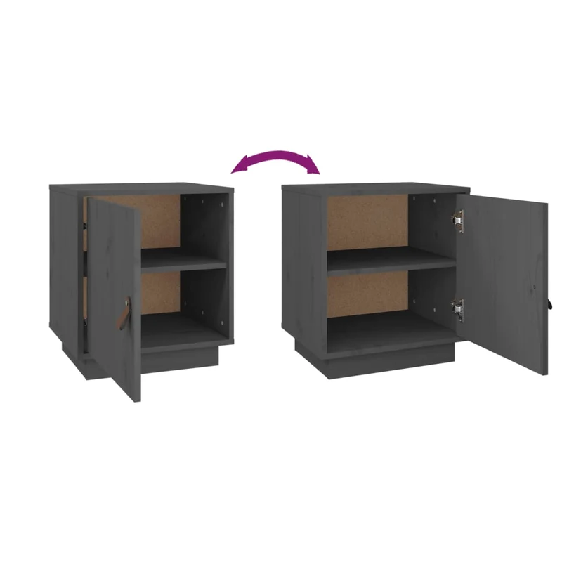 Lot de 2 tables de chevet avec compartiment avec porte 40 x 34 x 45 cm bois de pin gris DEC035324