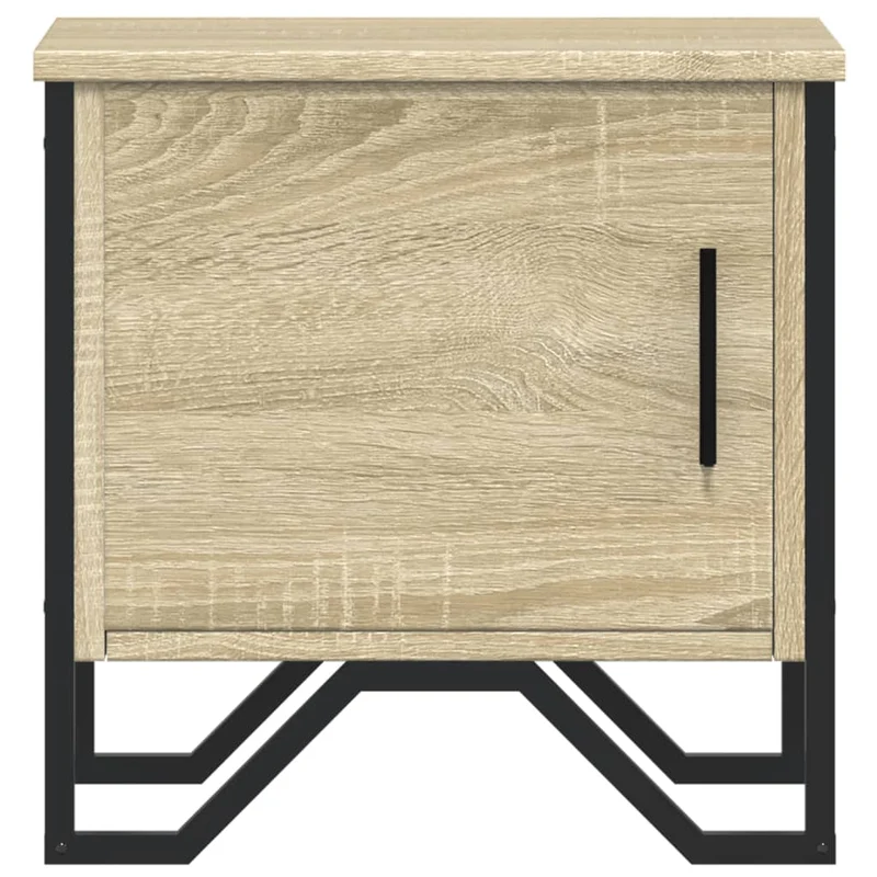 Lot de tables de chevet avec compartiment avec porte 40 x 30 x 40 cm bois d'ingénierie couleur chêne et métal DEC035225