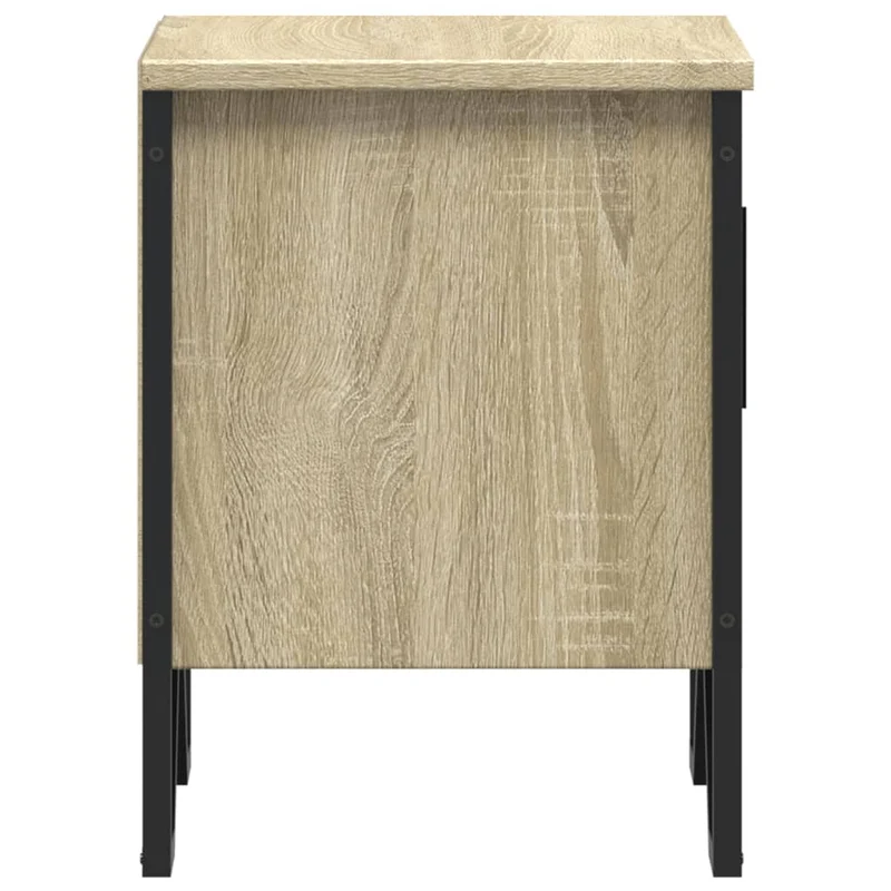 Lot de tables de chevet avec compartiment avec porte 40 x 30 x 40 cm bois d'ingénierie couleur chêne et métal DEC035225