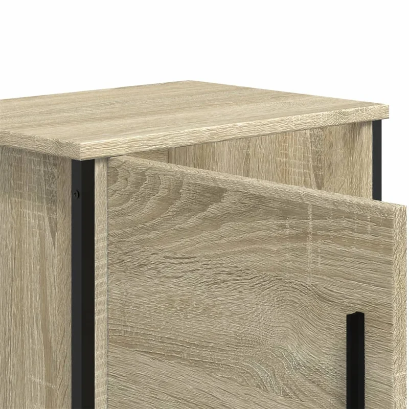 Lot de tables de chevet avec compartiment avec porte 40 x 30 x 40 cm bois d'ingénierie couleur chêne et métal DEC035225