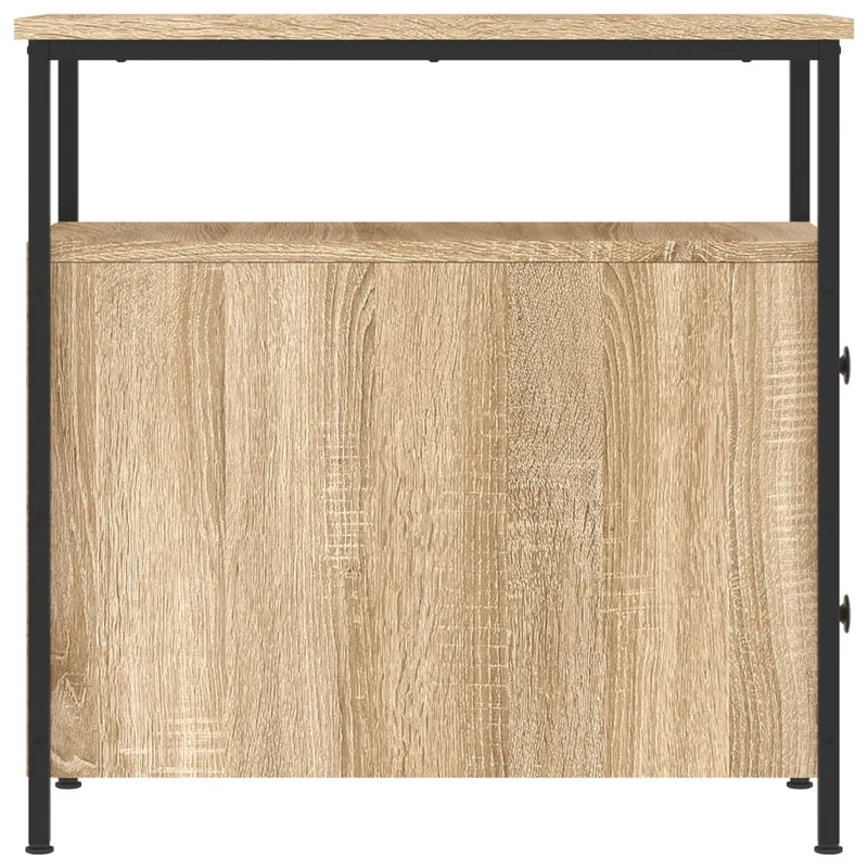 Lot de 2 tables de chevet avec tiroirs et étagère 30 x 60 x 60 cm bois ingénierie chêne et fer DEC035219
