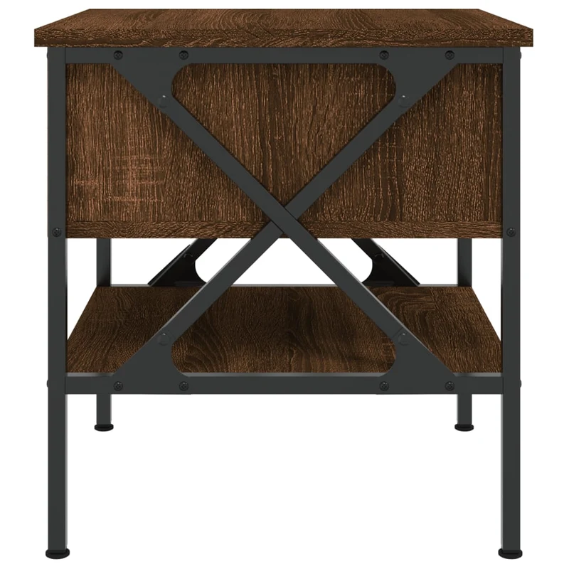 Lot de 2 tables de chevet avec tiroir et étagère 40 x 42 x 45 cm bois ingénierie marron et fer DEC035203