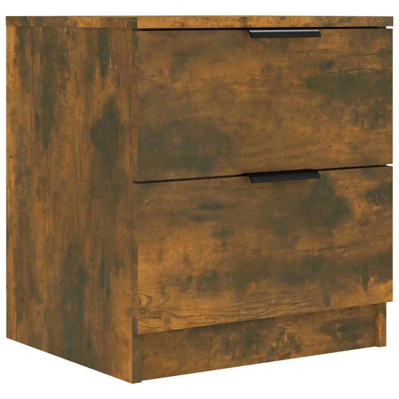 Lot de 2 tables de chevet avec deux tiroirs 45 x 39 x 50 cm en bois d'ingénierie marron DEC035151