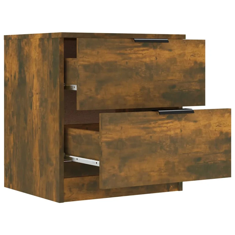 Lot de 2 tables de chevet avec deux tiroirs 45 x 39 x 50 cm en bois d'ingénierie marron DEC035151