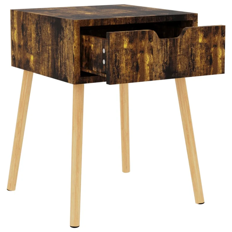Lot de 2 tables de chevet avec tiroir 40 x 40 x 56 cm bois d'ingénierie marron DEC035126