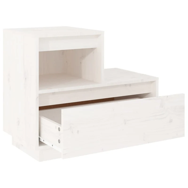 Lot de 2 tables de chevet avec tiroir et compartiment 60 x 34 x 51 cm bois de pin blanc DEC034976