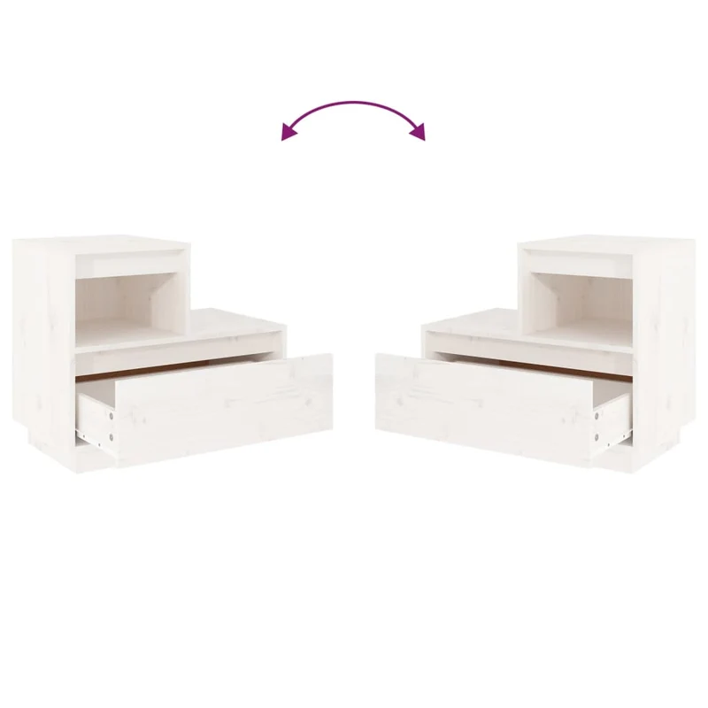 Lot de 2 tables de chevet avec tiroir et compartiment 60 x 34 x 51 cm bois de pin blanc DEC034976