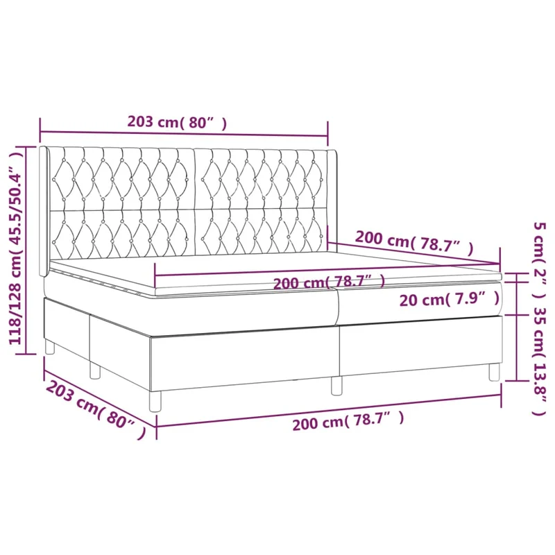 Cadre de lit LED avec sommier tête de lit matelas surmatelas 200x200 cm tissu gris clair TDL0207776