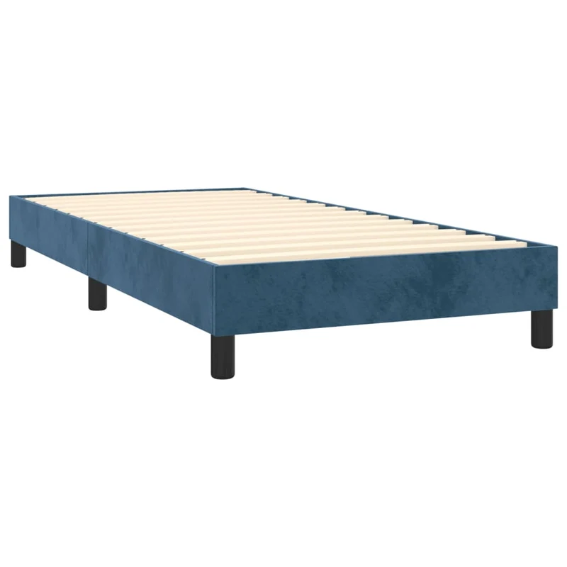 Sommier à lattes sur pieds cadre de lit 100x200 cm tissu velours bleu foncé TDL0207316