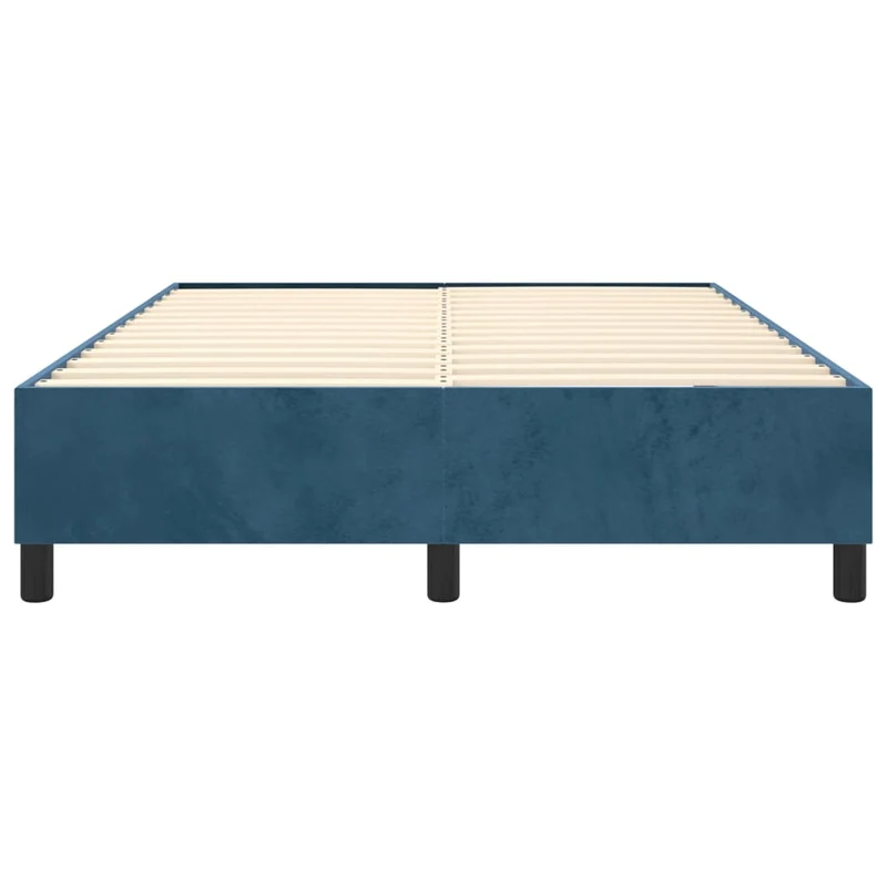 Sommier à lattes sur pieds cadre de lit 140x190 cm tissu velours bleu foncé TDL0207312