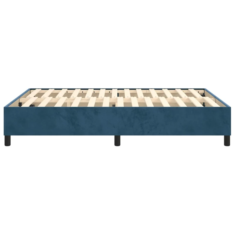 Sommier à lattes sur pieds cadre de lit 140x190 cm tissu velours bleu foncé TDL0207312