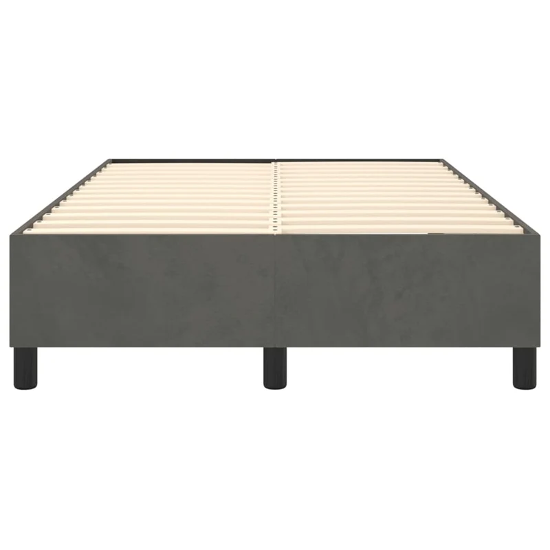 Sommier à lattes sur pieds cadre de lit 120x200 cm tissu velours gris foncé TDL0207142