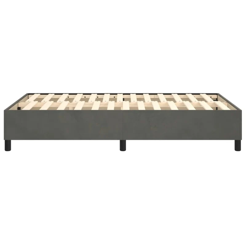 Sommier à lattes sur pieds cadre de lit 120x200 cm tissu velours gris foncé TDL0207142