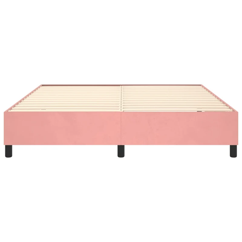 Sommier à lattes sur pieds cadre de lit 160x200 cm tissu velours rose TDL0206957