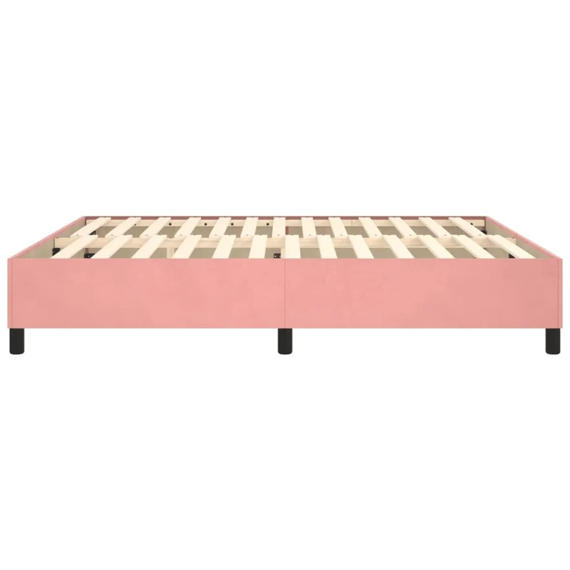 Sommier à lattes sur pieds cadre de lit 160x200 cm tissu velours rose TDL0206957