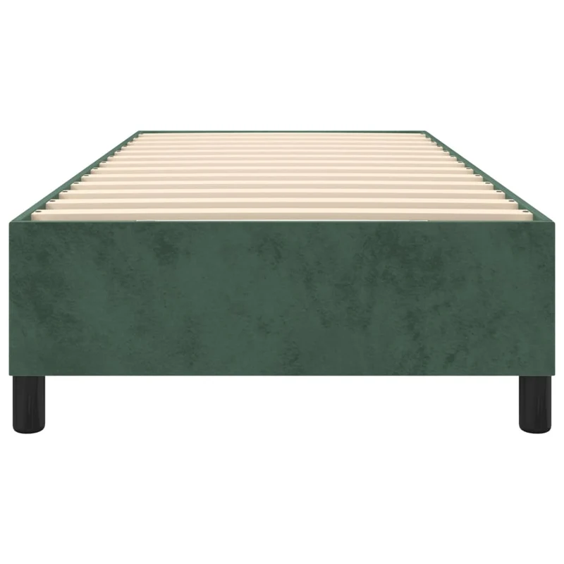 Sommier à lattes sur pieds cadre de lit 100x200 cm tissu velours vert foncé TDL0206890