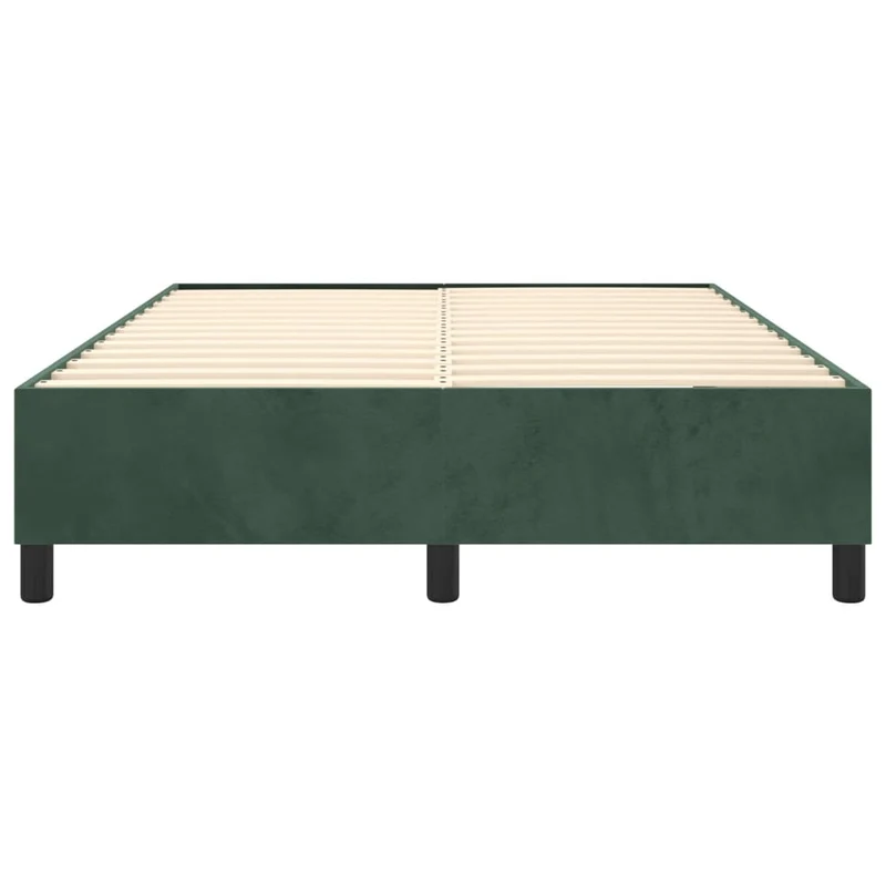 Sommier à lattes sur pieds cadre de lit 140x200 cm tissu velours vert foncé TDL0206884