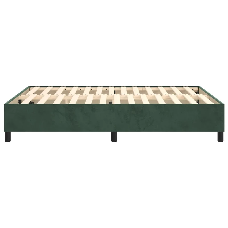Sommier à lattes sur pieds cadre de lit 140x200 cm tissu velours vert foncé TDL0206884