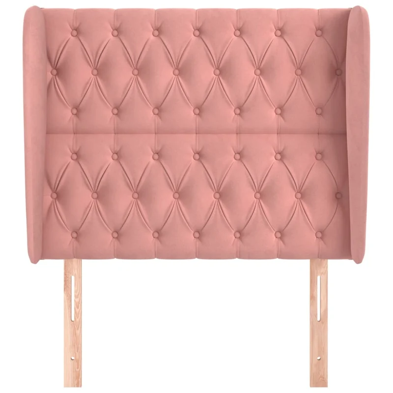 Tête de lit accessoire couchage chambre à coucher meuble avec rebord latéral capitonné 103 x 23 x 118/128 cm Tissu velours rose TDL0204359