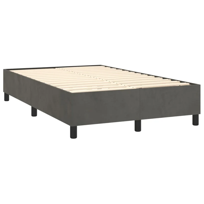 Cadre de lit LED avec sommier tête de lit matelas surmatelas 120x200 cm tissu velours gris foncé TDL0207733