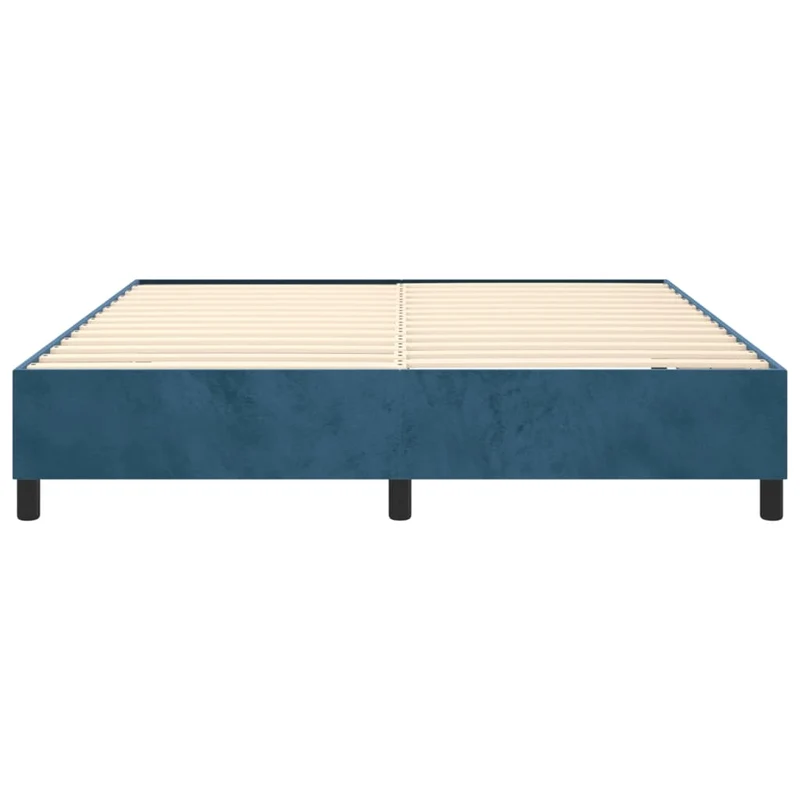 Sommier à lattes sur pieds cadre de lit 200x200 cm tissu velours bleu foncé TDL0207306