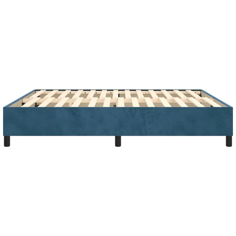 Sommier à lattes sur pieds cadre de lit 200x200 cm tissu velours bleu foncé TDL0207306