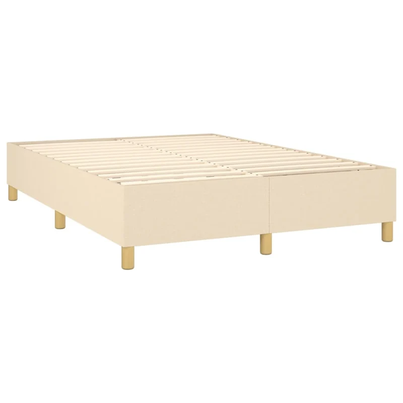 Sommier à lattes sur pieds cadre de lit 140x190 cm tissu crème TDL0207267