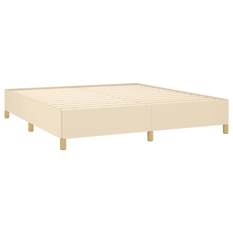 Sommier à lattes sur pieds cadre de lit 160x200 cm tissu crème TDL0207260