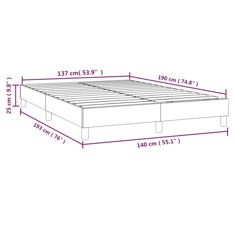 Sommier à lattes sur pieds cadre de lit 140x190 cm synthétique gris TDL0207227